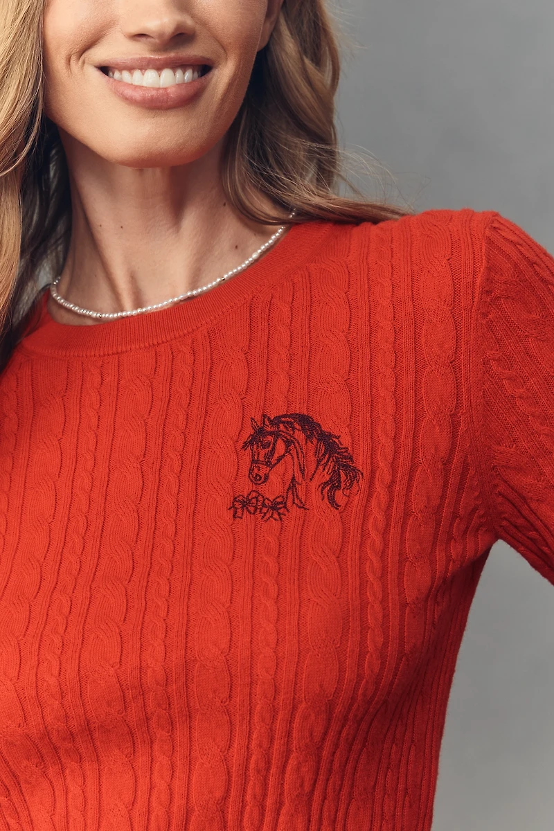 Maeve Crew-Neck Fitted Cable-Knit Sweater
