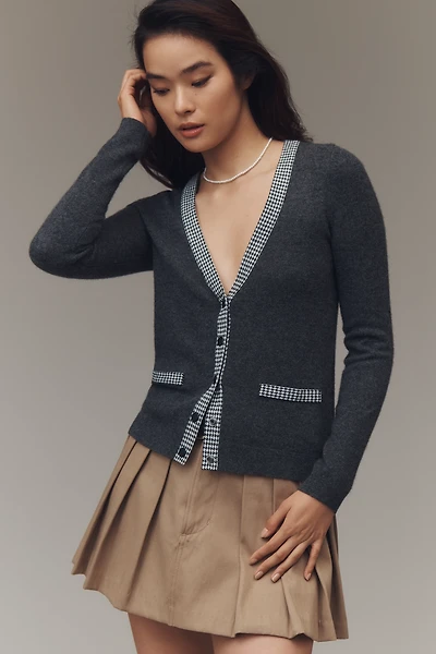 Maeve Contrast-Trim Cashmere Cardigan Sweater