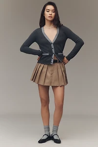 Maeve Contrast-Trim Cashmere Cardigan Sweater