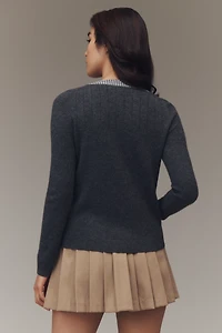 Maeve Contrast-Trim Cashmere Cardigan Sweater
