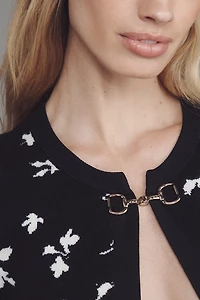 Maeve Floral Intarsia Crop Cardigan Sweater