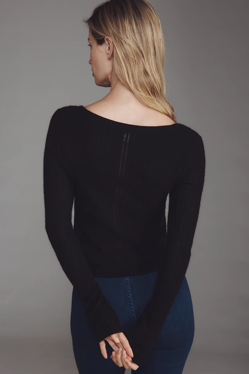 Pilcro Cashmere Blend Pointelle Cardigan Sweater