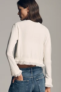 By Anthropologie Lace-Trim Cardigan Sweater