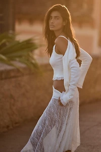 By Anthropologie Lace-Trim Cardigan Sweater