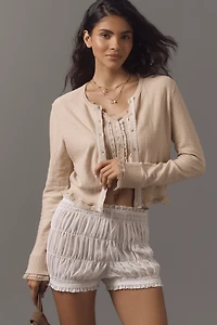 By Anthropologie Lace-Trim Cardigan Sweater