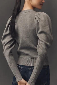 Maeve Puff-Shoulder Ribbed Sweater