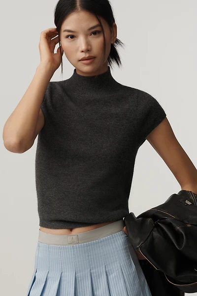Maeve Mock-Neck Cashmere Sweater Tee