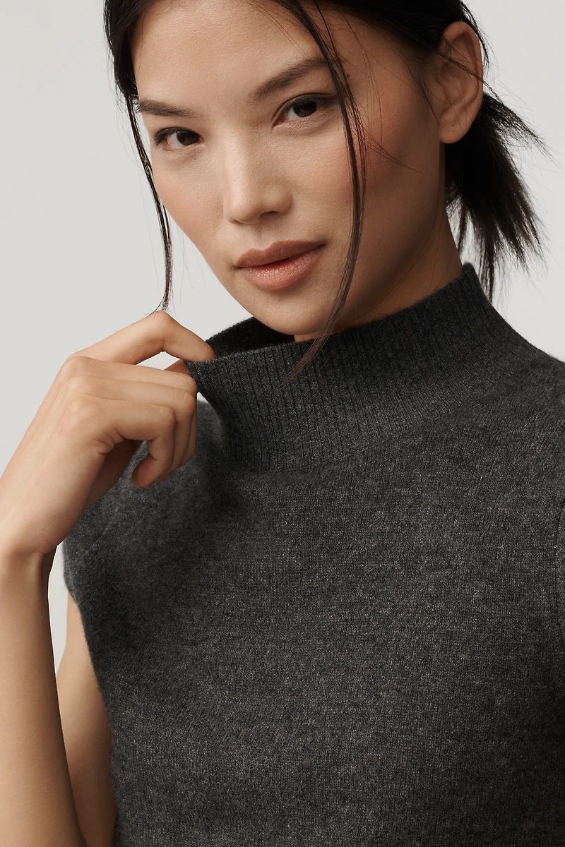 Maeve Mock-Neck Cashmere Sweater Tee
