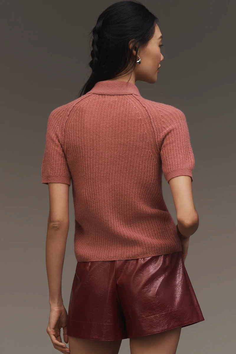 Pilcro Short-Sleeve Polo Cashmere Sweater