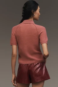 Pilcro Short-Sleeve Polo Cashmere Sweater