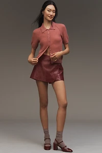 Pilcro Short-Sleeve Polo Cashmere Sweater