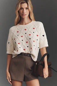 Maeve Crop Wool Cashmere Blend Graphic Sweater