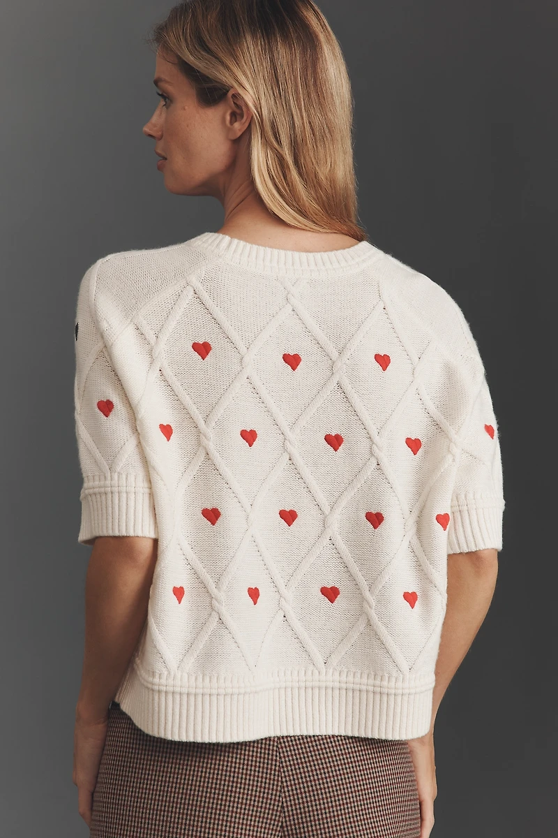 Maeve Crop Wool Cashmere Blend Graphic Sweater