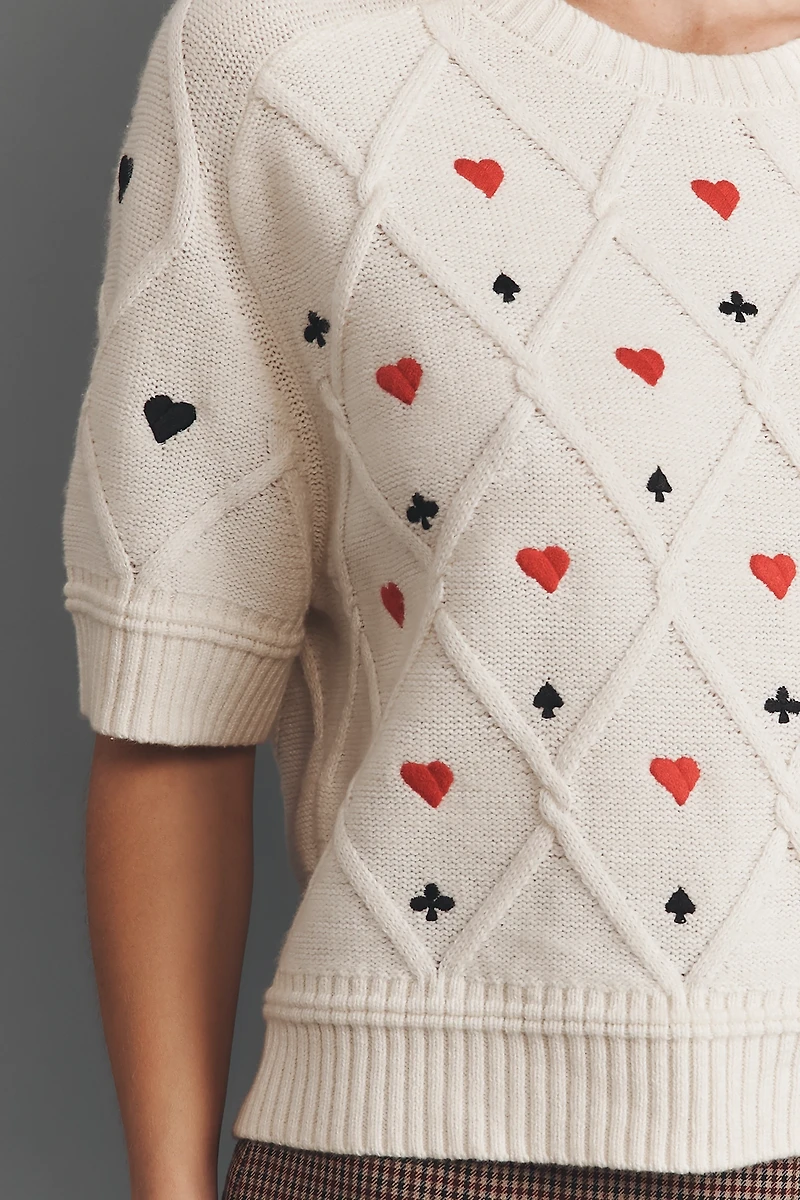Maeve Crop Wool Cashmere Blend Graphic Sweater