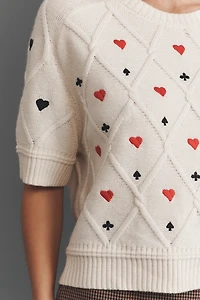 Maeve Crop Wool Cashmere Blend Graphic Sweater