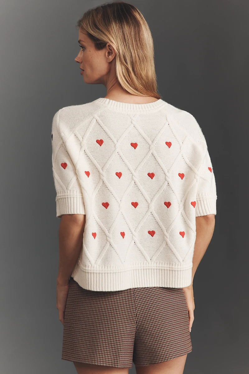Maeve Crop Wool Cashmere Blend Graphic Sweater