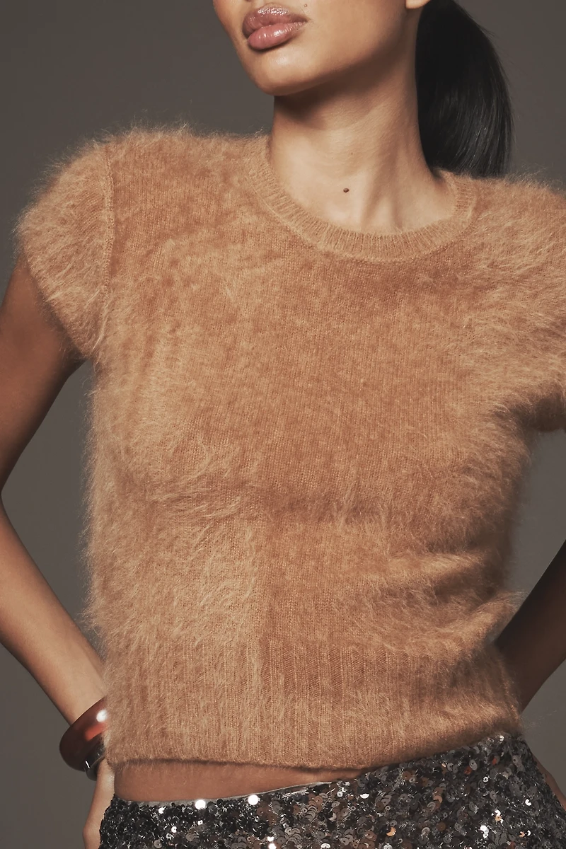 Pilcro Brushed Cashmere Short-Sleeve Sweater