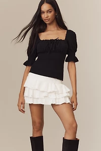 By Anthropologie Ruffle-Sleeve Wool Cashmere Knit Blouse