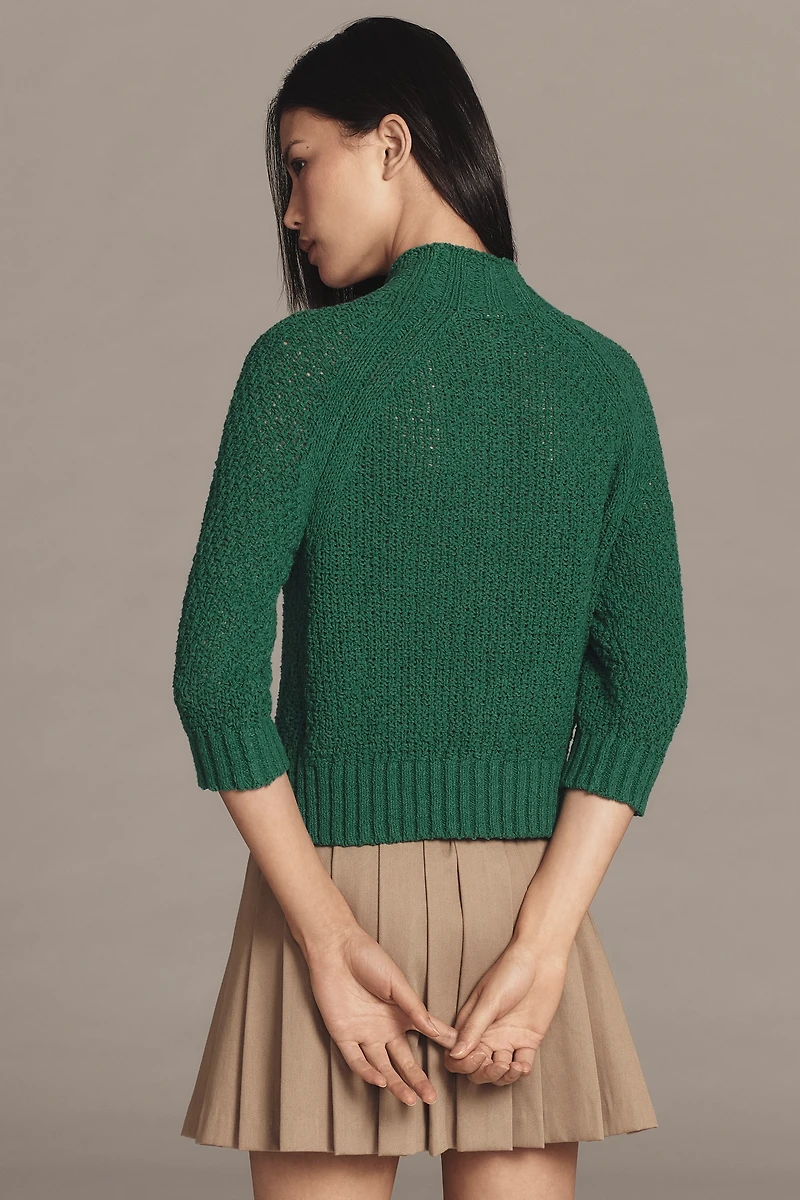 Maeve Quarter-Sleeve Cotton Blend Cardigan Sweater