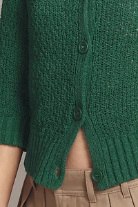 Maeve Quarter-Sleeve Cotton Blend Cardigan Sweater