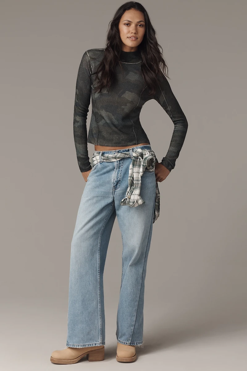 Pilcro Mock-Neck Cashmere Sweater