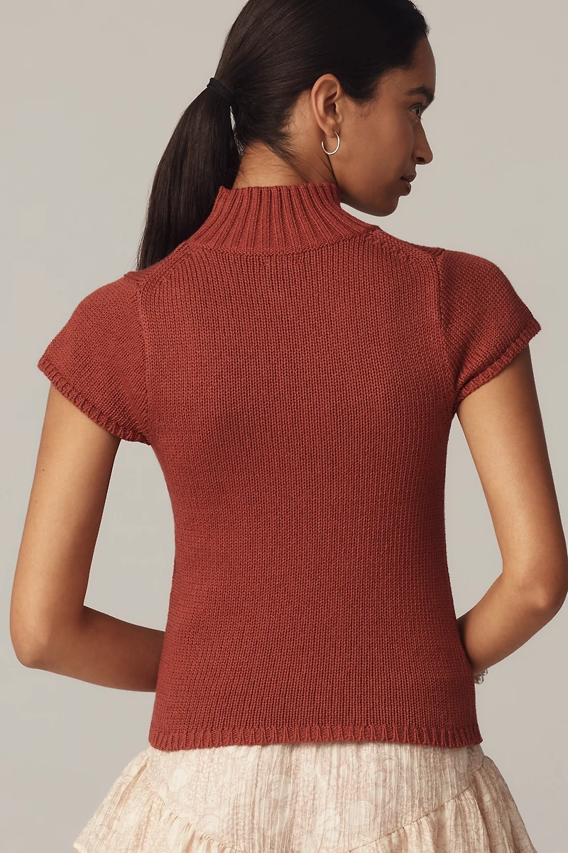 Maeve Cotton Mock-Neck Sweater Tee