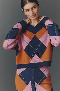 Maeve V-Neck Argyle Sweater