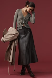 Maeve Ruched Crop Cardigan Sweater