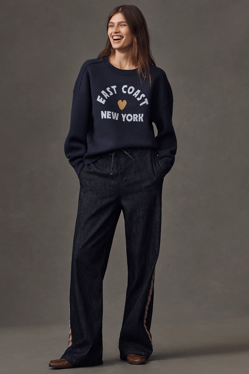 Maeve Graphic Ribbed-Hem Sweater