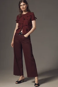 Maeve Short-Sleeve Bow Appliqué Cardigan Sweater