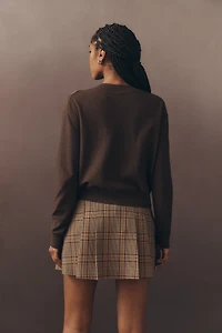 By Anthropologie Crew-Neck Floral Cardigan Sweater