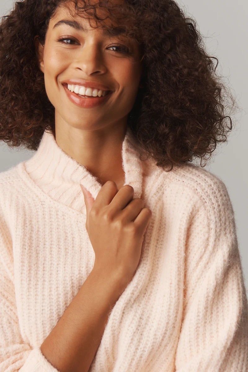 Pilcro Mock-Neck Chunky Sweater