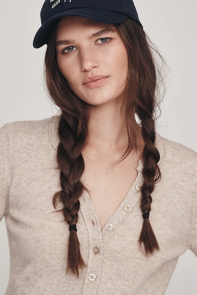 By Anthropologie Cashmere Blend Fitted Henley Sweater