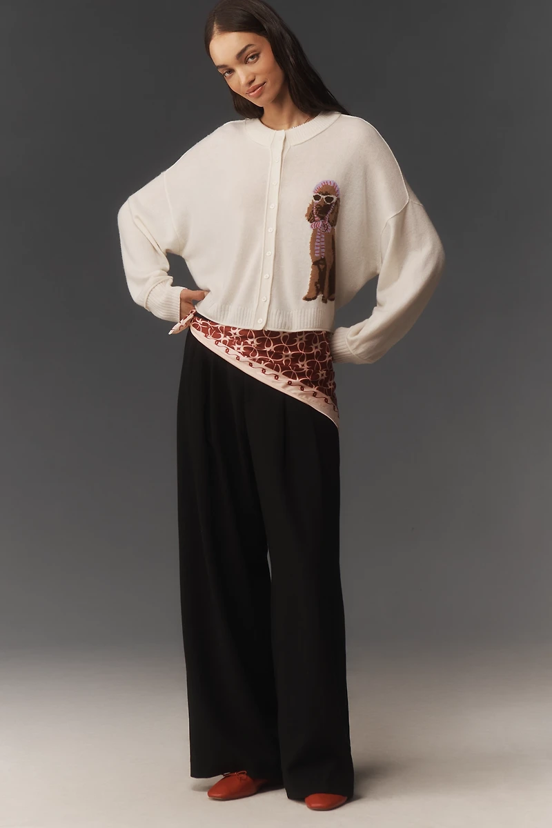 The Goldie Crew-Neck Cashmere Blend Cardigan Sweater