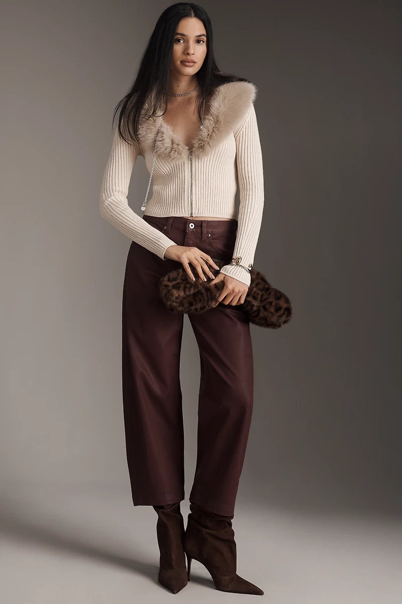 Pilcro Faux Fur Shrunken Cardigan Sweater