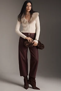 Pilcro Faux Fur Shrunken Cardigan Sweater