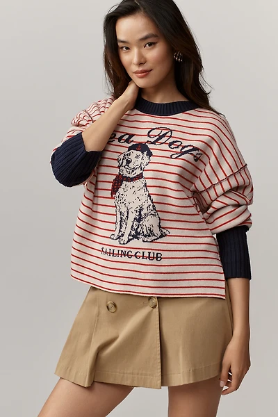Maeve Logan Long-Sleeve Crew-Neck Pullover