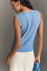 Pilcro Wool Cashmere Pointelle Knit Tank Top