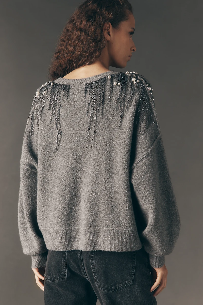 Pilcro Beaded Crew-Neck Sweater