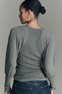 By Anthropologie Draped Cold-Shoulder Sweater