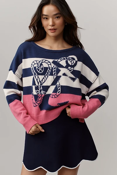 Maeve Boat-Neck Nautical Icon Sweater