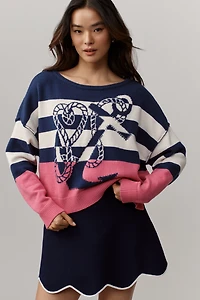 Maeve Boat-Neck Nautical Icon Sweater