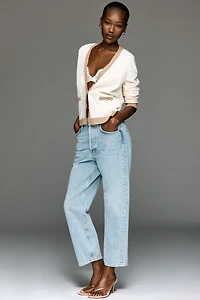 Maeve Colorblock Long-Sleeve V-Neck Cardigan Sweater