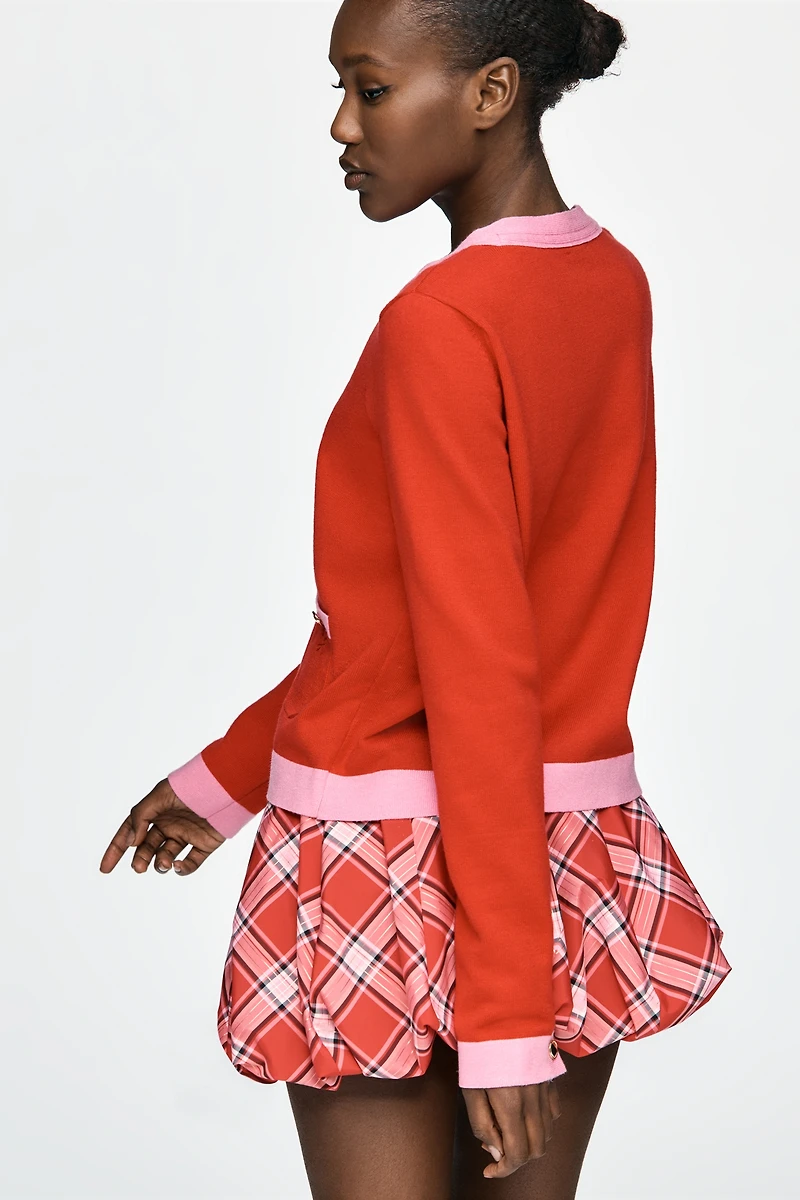 Maeve Colorblock Long-Sleeve V-Neck Cardigan Sweater