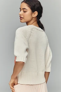 Maeve Elbow-Sleeve Cotton-Blend Crew Pullover