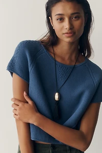 By Anthropologie 100% Cotton Pointelle Sweater