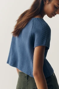 By Anthropologie 100% Cotton Pointelle Sweater