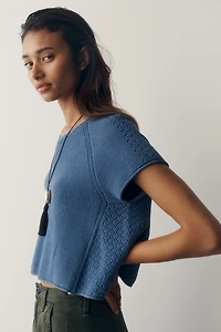 By Anthropologie 100% Cotton Pointelle Sweater