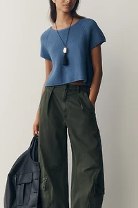 By Anthropologie 100% Cotton Pointelle Sweater