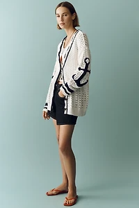 Maeve Open-Stitch Anchor Cardigan